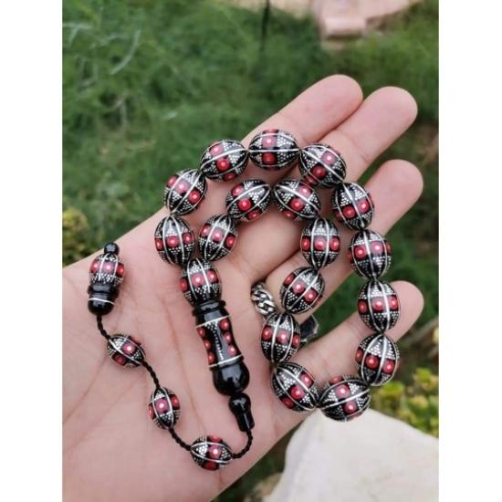 FİRUZE GÜMÜŞ İŞLEMELİ ERZURUM OLTU TAŞI EFE MASKOT TESBİH