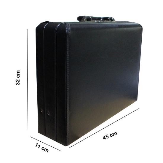 Şifreli  Lüx Evrak Bond Çantası Suni Deri Siyah 33x10x44