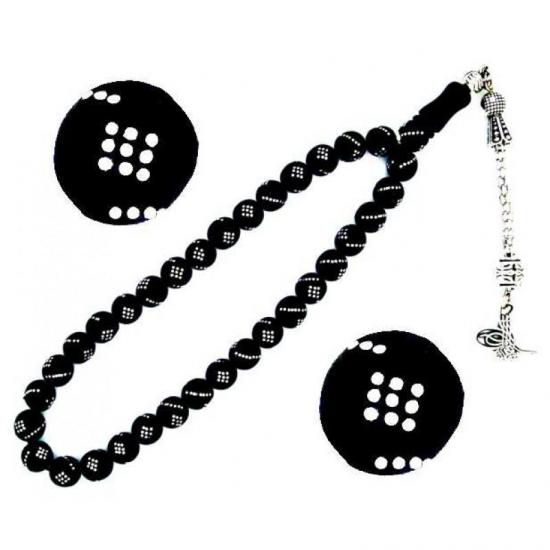 Gümüş Kakma İşlemeli Gürcistan Oltu Tesbih Taş Menşei Gürcistan