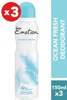 Ocean Fresh 3'l&uuml; Kadın Deodorant 150 ml x 3