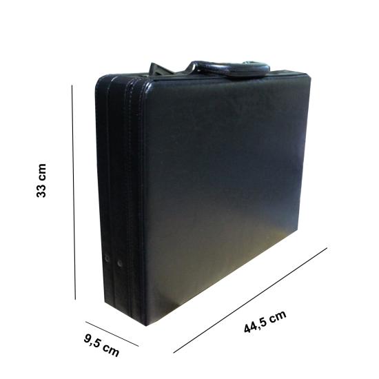 Şifreli  Lüx Evrak Bond Çantası Suni Deri Siyah 33x10x44