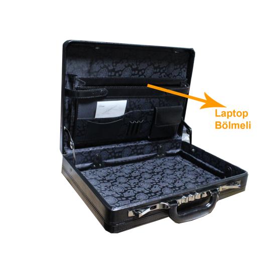 Şifreli  Lüx Evrak Bond Çantası Suni Deri Siyah 33x10x44