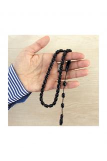 Sistemli Kumpaslı 7 X 10 Mm Kapsül Kesim Hakiki Erzurum Oltu Taşı Sade Tesbih