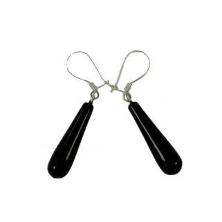 Oltu Taşı Damla Gümüş Küpe