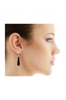 Oltu Taşı Damla Gümüş Küpe