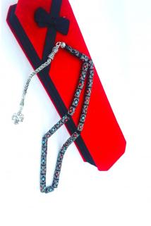 925 Ayar Gümüş Püsküllü -firuze Mercan Işleme -kesme Oltu Taşı Tesbih -7-11 Mm Ölçüsünde