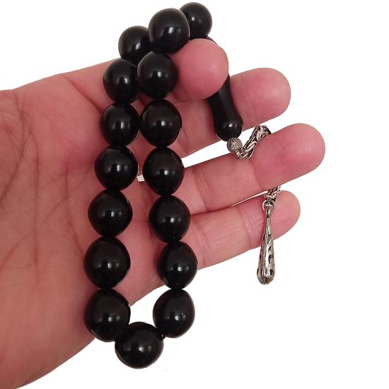 İri Taneli Gümüş İşlemeli Gürcistan Oltu Maskot (Stres) Tesbih