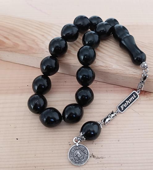 İri Taneli Gümüş İşlemeli Gürcistan Oltu Maskot (Stres) Tesbih