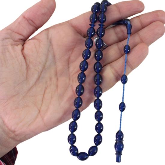 Parlıament Mavisi Arpa Kesim Ateş Kehribar Tesbih