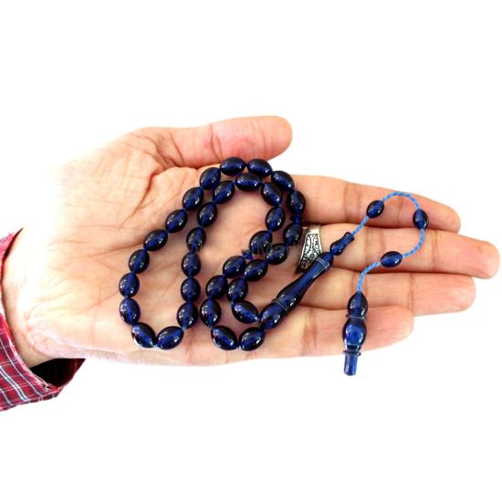 Parlıament Mavisi Arpa Kesim Ateş Kehribar Tesbih