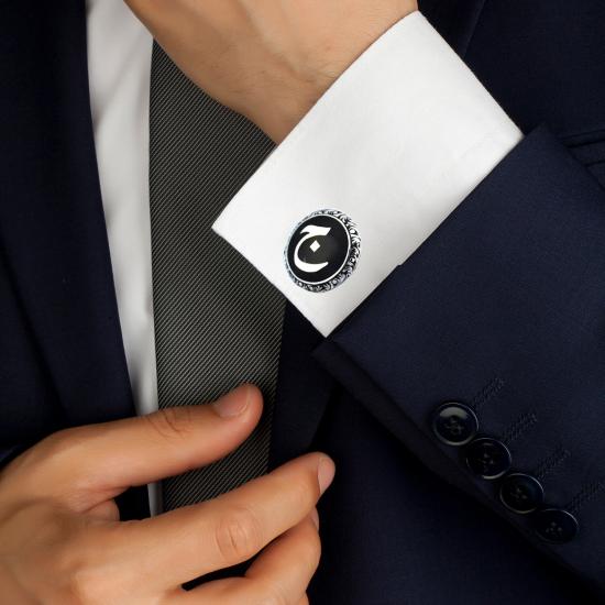 El İşi Harfli Gümüş Kol Düğmesi Arapça Ya da Türkçe istediğiniz harf yazılır