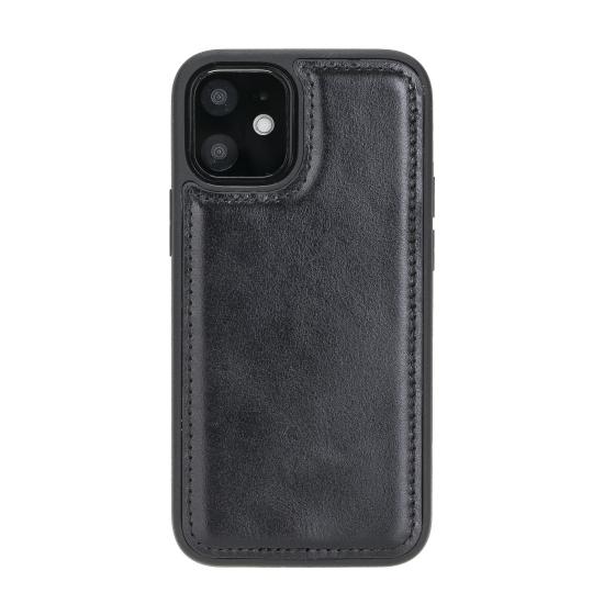 Apple iPhone 12 mini Uyumlu Deri Arka Kapak RST1 Siyah