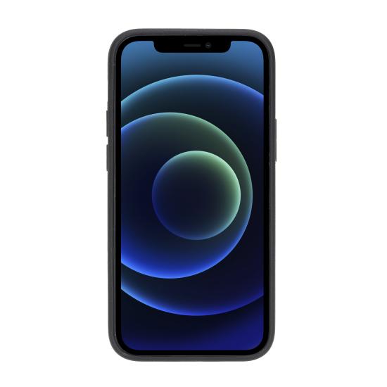 Apple iPhone 12 mini Uyumlu Deri Arka Kapak RST1 Siyah