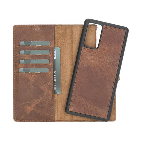 Samsung Galaxy Note 20 Uyumlu Deri Cüzdanlı Kılıf G2 Kahve