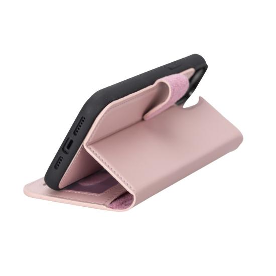 Apple iPhone 14 Plus Uyumlu Deri Cüzdanlı Kılıf MWWN NU2 Pembe