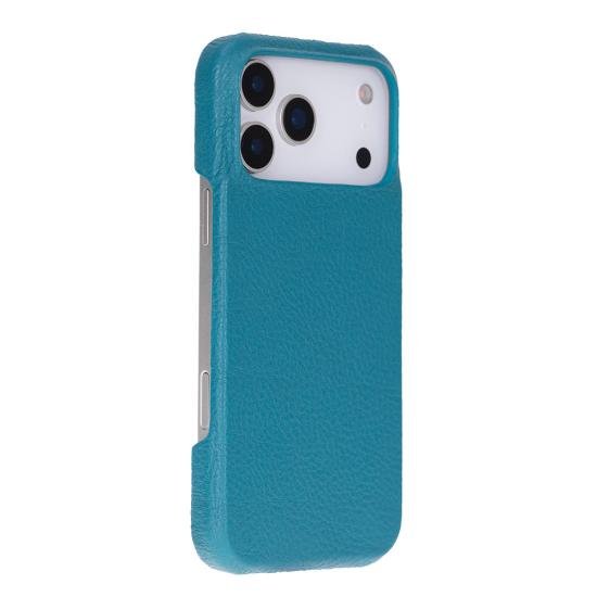Apple iPhone 17 Pro Max için, Hakiki Deri, El Yapımı Kılıf, Magsafe ile uyumlu, İç Yüzeyi Kadife, Turkuaz