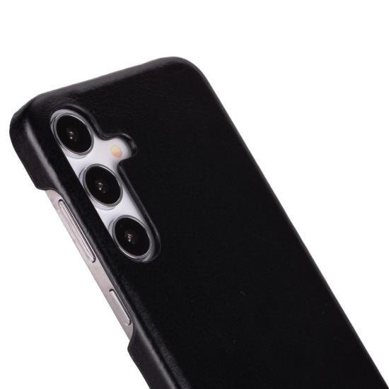 Samsung Galaxy S25 Plus Uyumlu, Hakiki Deri, El Yapımı Arka Kapak, Kömür Siyah