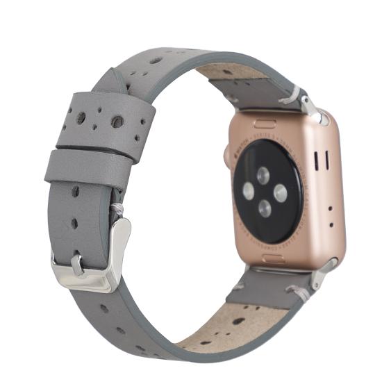 Apple Watch Uyumlu Deri Kordon 38-40-41mm RST9-BA8 Gri