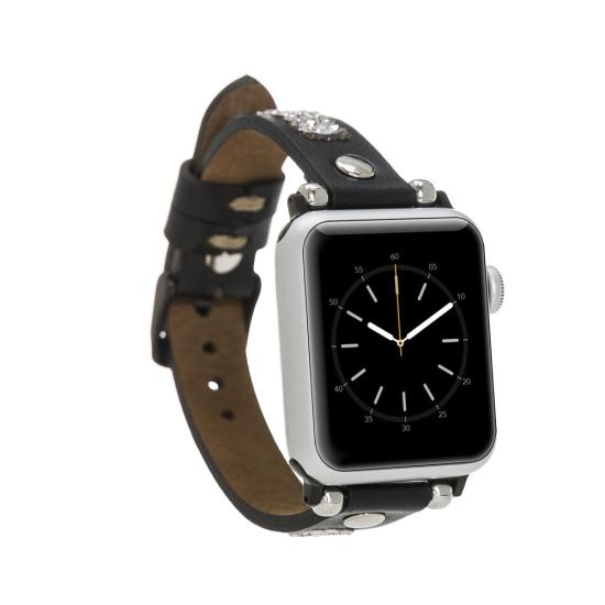 Apple Watch Uyumlu Deri Kordon 38-40-41mm Taşlı ST RST1