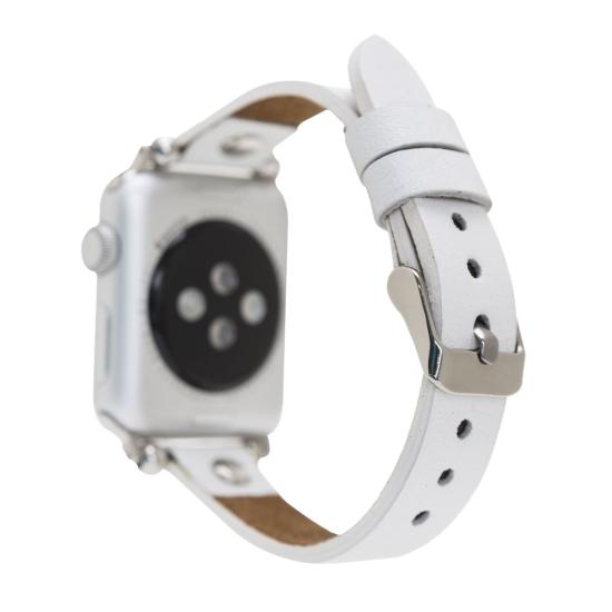 Apple Watch Uyumlu Deri Kordon 38-40-41mm ST F3 Beyaz