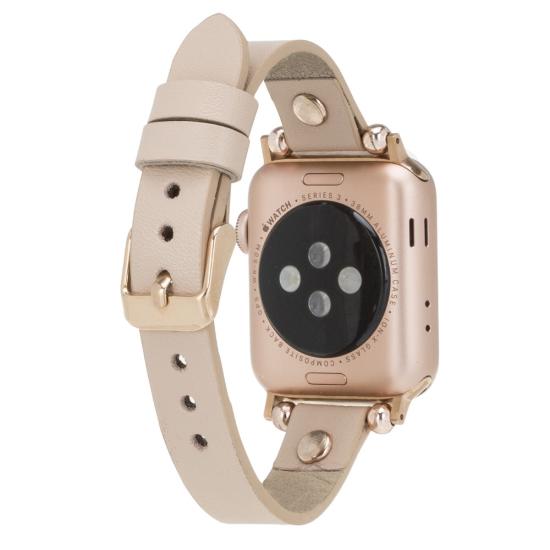 Apple Watch Uyumlu Deri Kordon 42-44-45mm RT ERC3 Bej