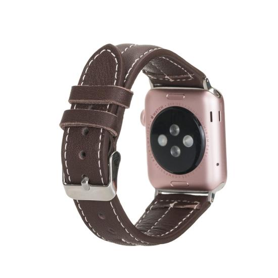 Apple Watch Uyumlu Deri Kordon 42-44-45mm NM3-AS3 Kahve