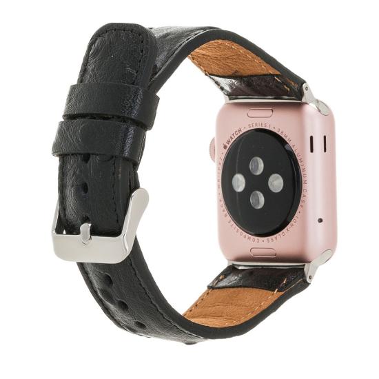 Apple Watch Uyumlu Deri Kordon 42-44-45mm DE5 Siyah