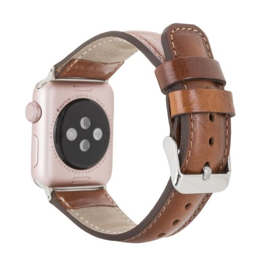 Apple Watch Uyumlu Deri Kordon 42-44-45mm RST2EF Taba