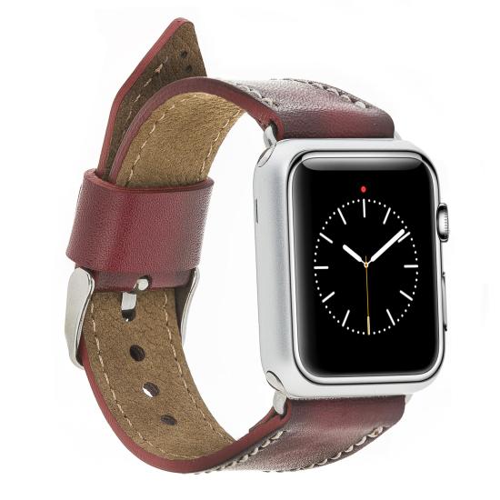 Apple Watch Uyumlu Deri Kordon 42-44-45mm SM25 Bordo