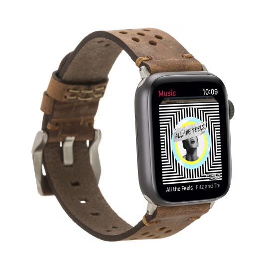 Apple Watch Uyumlu Deri Kordon Vigo 42-44-45mm G2 Kahve