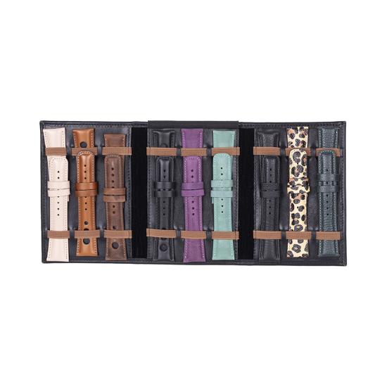 Hakiki Deri, El Yapımı, Saat Kordonu Taşıma Çantası, Kömür Siyah