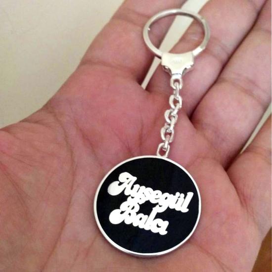 Kişiye Özel İsimli Eczacılık Logolu El İşçiliği Gümüş Anahtarlık