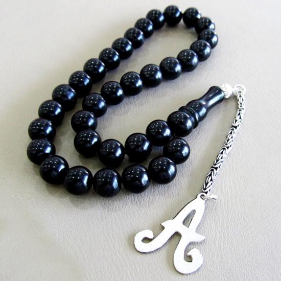 Behzat Ç Tesbihi 925 Ayar Gümüş Harfli Oltu Tespih 