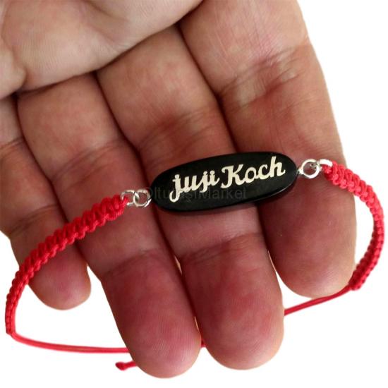 Gümüş Plakadan İsim Yazılı Bileklik