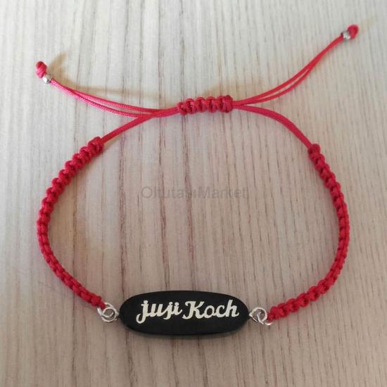 Gümüş Plakadan İsim Yazılı Bileklik