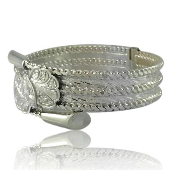 Çiçek İşlemeli El İşçiliği Telkari Gümüş Bilezik