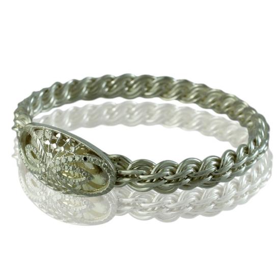 Çiçek İşlemeli El İşçiliği Gümüş Bilezik