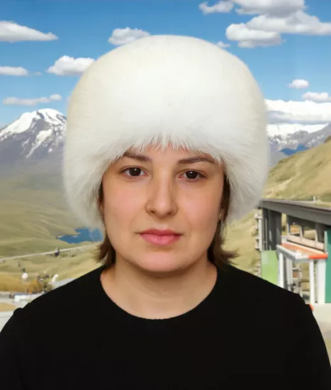 Gerçek Deri Beyaz Börk Bere Şapka