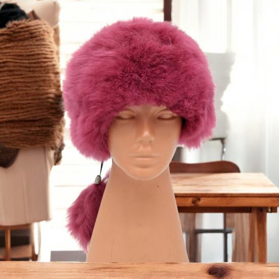 Toskanalı Deri Bayan Ushanka Ayarlanabilir Ölçü Şapka Börk Bere Krem Renkli
