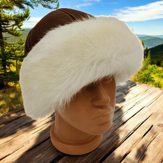 Deri Toskanalı Çeçen Şapka Yumuşak Dokulu Bere 