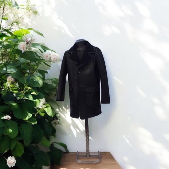 Kürklü Gerçek Deri Erkek Kışlık Mont Uzun Kesim El Yapımı Erkek Deri Mont Siyah