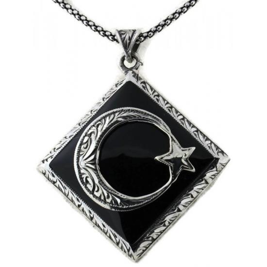 Taşlı Gümüş Ayyıldız Kolye Ucu