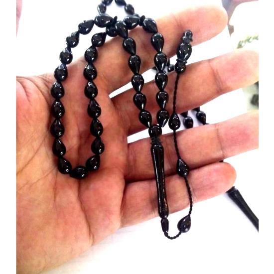 Sertifikalı Hakiki Erzurum Oltu Taşı Sistemli Kumpaslı Damla Tesbih