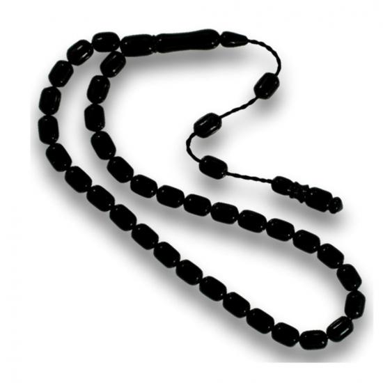 Sistemli Kumpaslı 7 X 10 Mm Kapsül Kesim Hakiki Erzurum Oltu Taşı Sade Tesbih