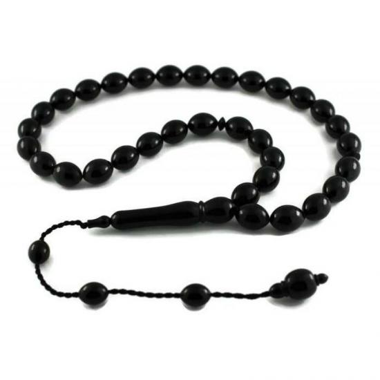 Sistemli Kumpaslı 9 x 12 mm Arpa Kesim Erzurum Oltu Taşı Tesbih SD9X1201