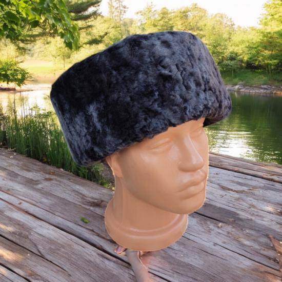 Hakiki Deri Yuvarlak Model Fes Gerçek Deri Kafkas Kalpağı Bere Şapka Krem Renkli