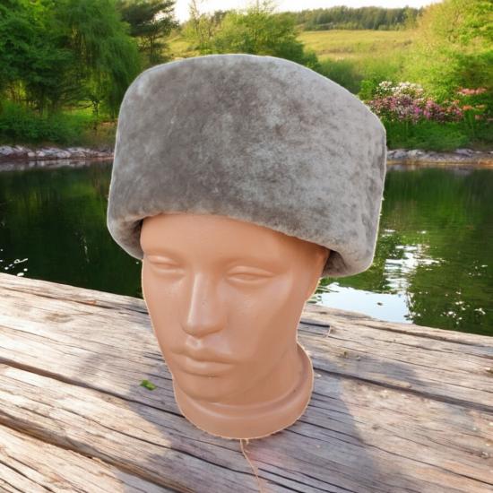 Hakiki Deri Yuvarlak Model Fes Gerçek Deri Kafkas Kalpağı Bere Şapka Krem Renkli