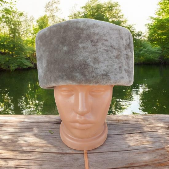 Hakiki Deri Yuvarlak Model Fes Gerçek Deri Kafkas Kalpağı Bere Şapka Krem Renkli