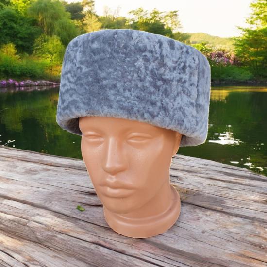 Hakiki Deri Yuvarlak Model Fes Gerçek Deri Kafkas Kalpağı Bere Şapka Krem Renkli