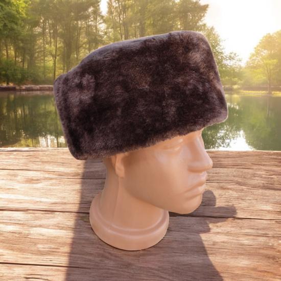 Hakiki Deri Yuvarlak Model Fes Gerçek Deri Kafkas Kalpağı Bere Şapka kAHVE Renkli
